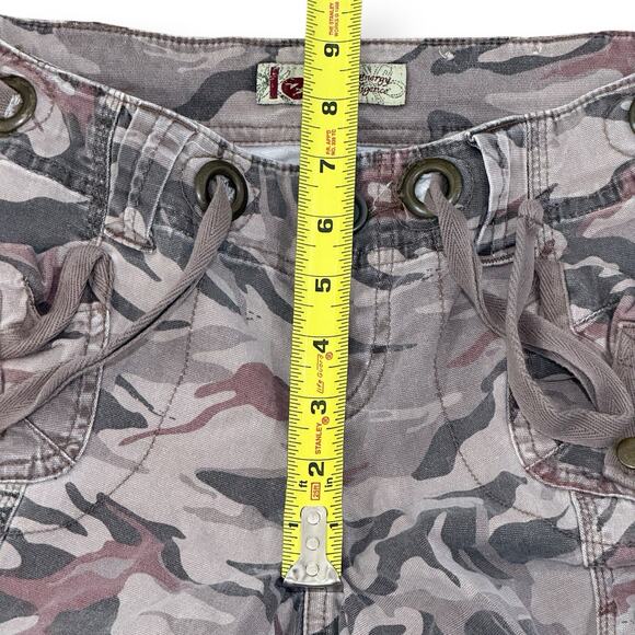 Lei Vintage Y2K Womens Juniors Low Rise Camo Cargo Flare Pants Size 3 Drawstring - Picture 10 of 13